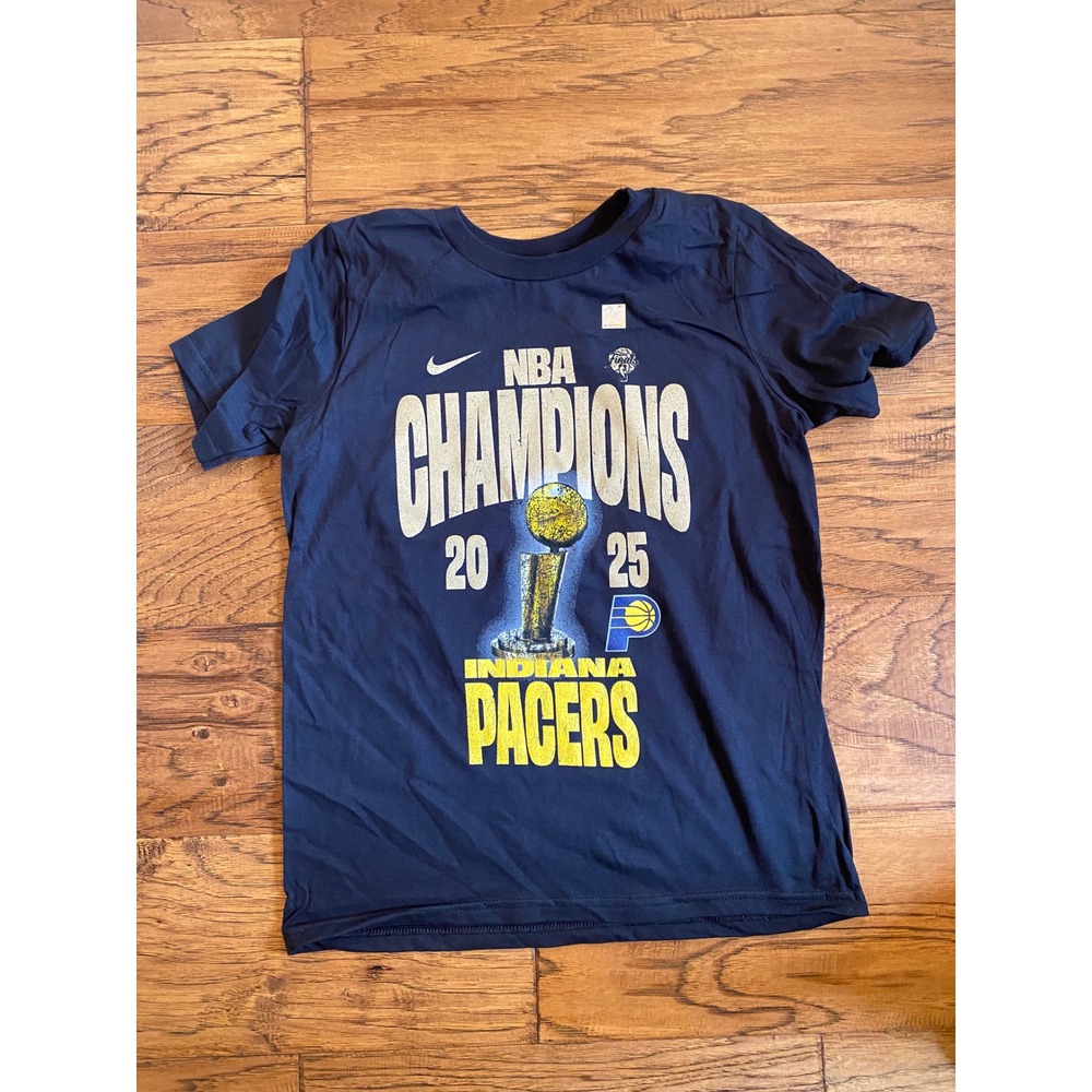 Nike Indiana Pacers NBA Champions 2025 Boys‎ T-Shirt Black Size Medium 10/12